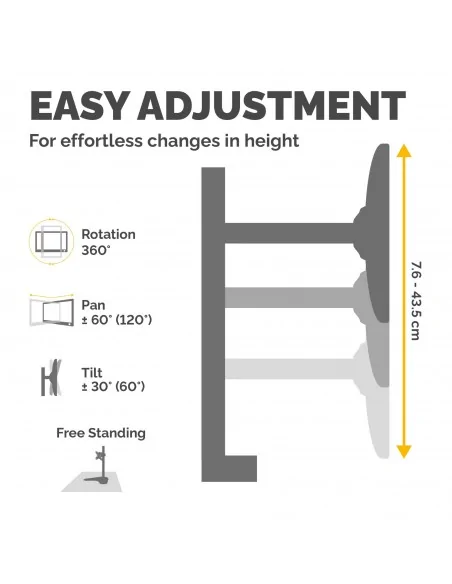 Fellowes Seasa Dual Monitor Arm - Freestanding Monitor Mount for 8KG