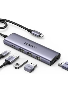 Ugreen 15596 laptop dock/port replicator Wired USB 3.2 Gen 1 (3.1 Gen 1) Type-A + Type-C Aluminium