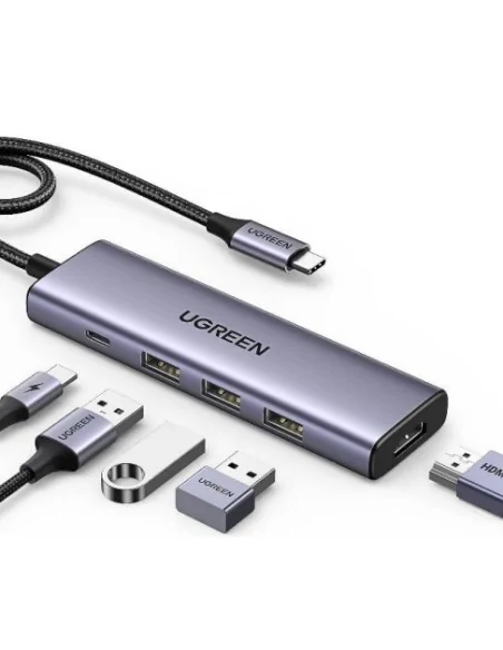 Ugreen 15596 laptop dock/port replicator Wired USB 3.2 Gen 1 (3.1 Gen 1) Type-A + Type-C Aluminium