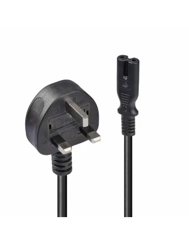 Lindy 2m UK 3 Pin Plug To IEC C7 Mains Power Cable, Black