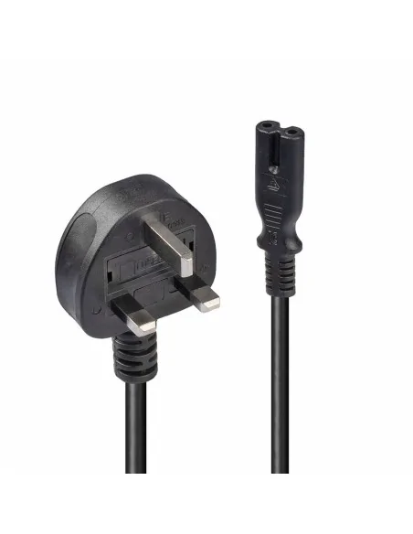 Lindy 2m UK 3 Pin Plug To IEC C7 Mains Power Cable, Black