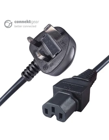 connektgear 2m UK Mains Hot Rated Power Cable UK Plug to C15 Socket