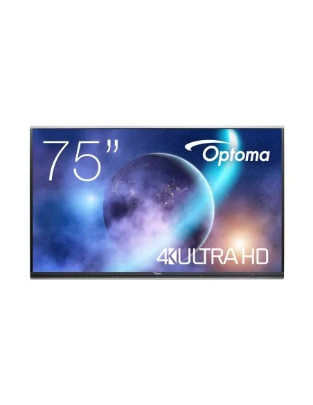 Optoma 5752RK+ Interactive flat panel 190.5 cm (75") LED 400 cd/m² 4K Ultra HD Black Touchscreen Built-in processor Android 11