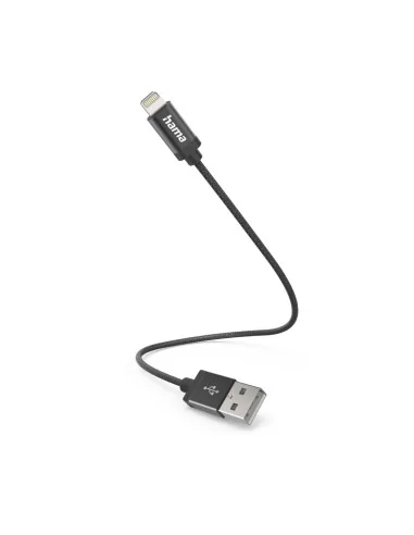 Hama Charging Cable, USB-A - Lightning, 0.2 m, Nylon, black