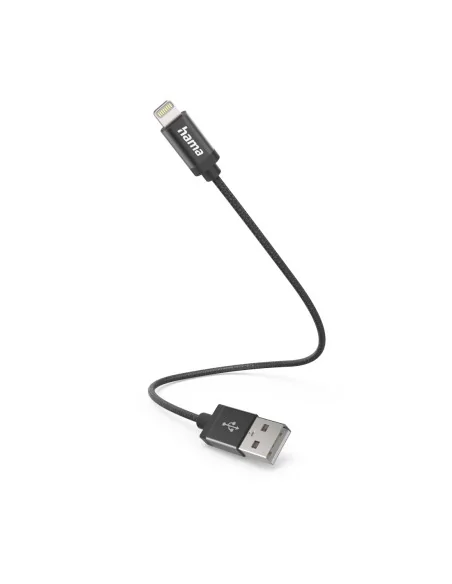 Hama Charging Cable, USB-A - Lightning, 0.2 m, Nylon, black