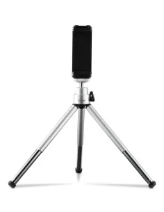 Hama Fancy 2in1 Mini Tripod for Mobile Phone & Camera (¼), Travel Tripod, 16cm, silver