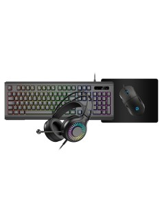 VIDA GAMER BLK 4IN1 USB KB MS HS KIT keyboard Mouse included Gaming QWERTY UK English Black