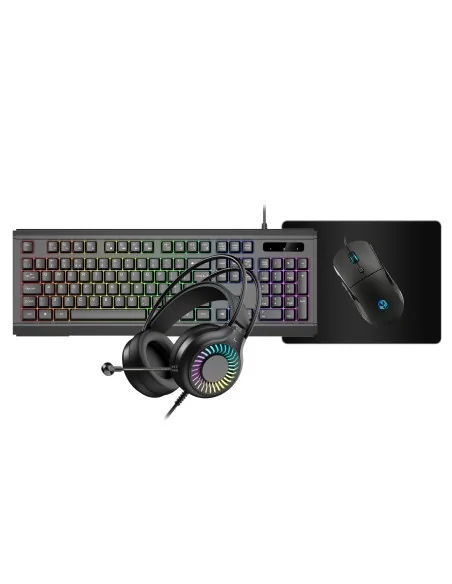 VIDA GAMER BLK 4IN1 USB KB MS HS KIT keyboard Mouse included Gaming QWERTY UK English Black