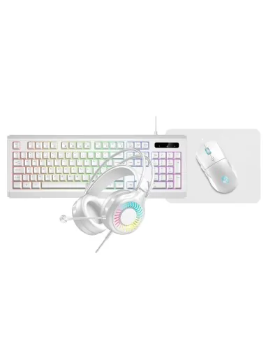 VIDA GAMER WHT 4IN1 USB KB MS HS KIT keyboard Mouse included Gaming QWERTY UK English White