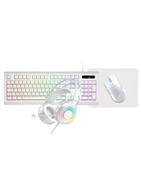 VIDA GAMER WHT 4IN1 USB KB MS HS KIT keyboard Mouse included Gaming QWERTY UK English White