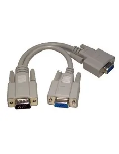 Cables Direct SVGA Splitter Cable, 20cm VGA cable 0.2 m VGA (D-Sub) 2 x VGA (D-Sub) Grey
