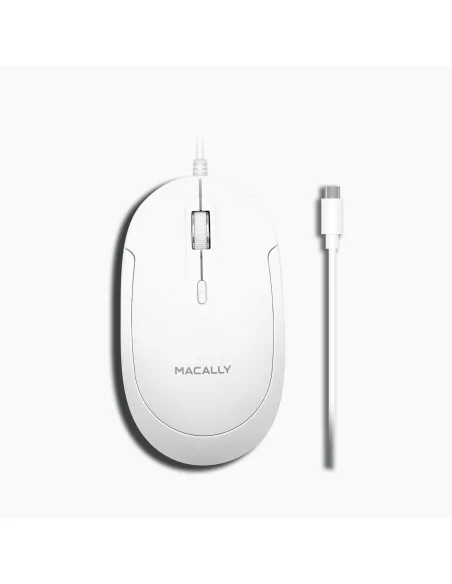 Macally UCDYNAMOUSEW mouse Universal Ambidextrous USB Type-C Optical 2400 DPI