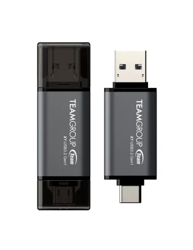 Team Group X1 USB 3.2 Gen1 USB flash drive 256 GB USB Type-A / USB Type-C 3.2 Gen 1 (3.1 Gen 1) Black, Grey