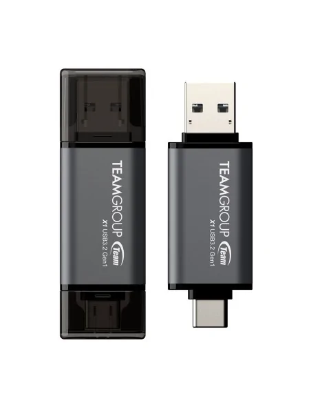 Team Group X1 USB 3.2 Gen1 USB flash drive 256 GB USB Type-A / USB Type-C 3.2 Gen 1 (3.1 Gen 1) Black, Grey